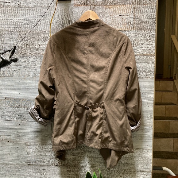 Black Rivet | Faux Suede Waterfall Jacket - M, Tan/Striped - Picture 2 of 10